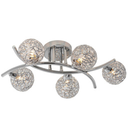 5 Sphere Silver Electrical Fitting Ceiling Light - thumbnail 1