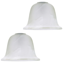 Happy Homewares White Alabaster Glass Traditional Shape Shade 2 Pack