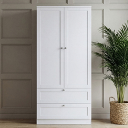 VIDA DESIGNS Altino White 2 Door 2 Drawer Shaker-Style Wardrobe - thumbnail 3