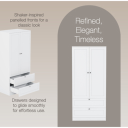 VIDA DESIGNS Altino White 2 Door 2 Drawer Shaker-Style Wardrobe - thumbnail 4