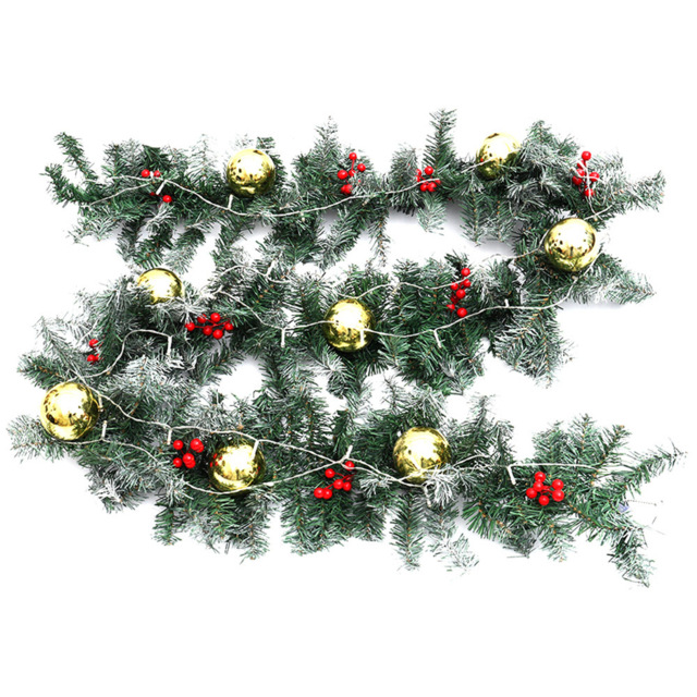 Living and Home Pre Lit Gold Bauble Christmas Garland 270cm - image 1