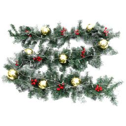 Living and Home Pre Lit Gold Bauble Christmas Garland 270cm - thumbnail 1