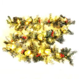 Living and Home Pre Lit Gold Bauble Christmas Garland 270cm - thumbnail 3