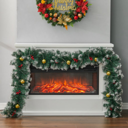 Living and Home Pre Lit Gold Bauble Christmas Garland 270cm - thumbnail 2