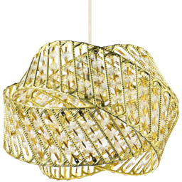 Happy Homewares Gold 3 Ring Pendant Shade with Small Clear Acrylic Beads