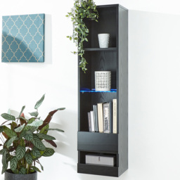 GFW Galicia 4 Shelf Black Wall Mounted Tall LED Shelving Unit - thumbnail 1