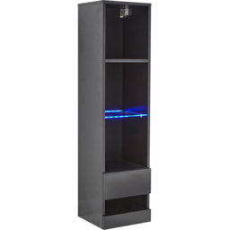 GFW Galicia 4 Shelf Black Wall Mounted Tall LED Shelving Unit - thumbnail 2