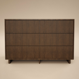 SOLACE+CO Velmor Walnut 6 Drawer Ribbed Chest of Drawers - thumbnail 3