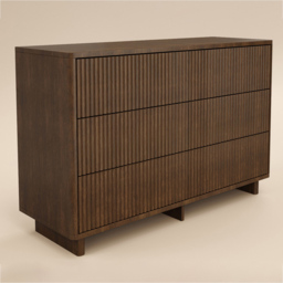 SOLACE+CO Velmor Walnut 6 Drawer Ribbed Chest of Drawers - thumbnail 2