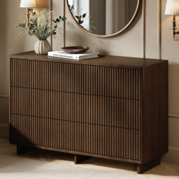 SOLACE+CO Velmor Walnut 6 Drawer Ribbed Chest of Drawers - thumbnail 1
