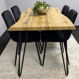 Kosy Koala 4 Seater Wood and Velvet Dining Set Black