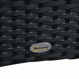 Outsunny Black 6 Seater Rattan Rectangular Garden Dining Set - thumbnail 3