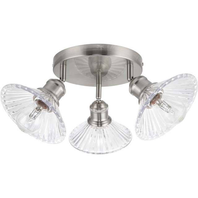 Cosylyte Milan Bathroom Brushed Nickel 3 Light Ribbed Glass Spotlight - image 1