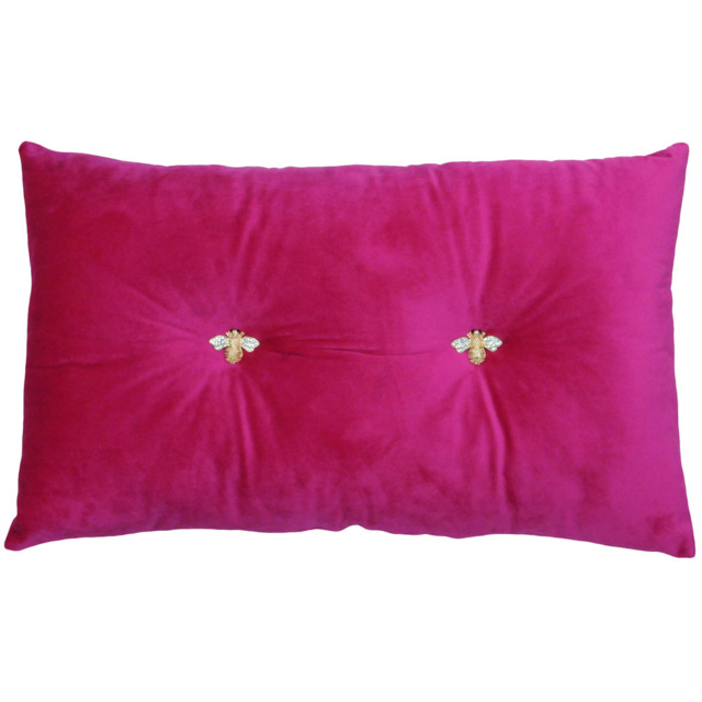 Paoletti Bumble Bee Fuchsia Velvet Cushion - image 1