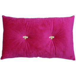 Paoletti Bumble Bee Fuchsia Velvet Cushion