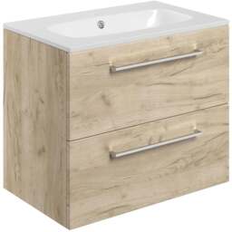 Bathstore Milford 2 Door Oak Wall Hung Basin Unit 610mm - thumbnail 1