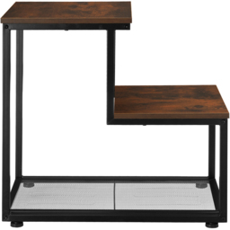 tectake Halifax 3 Tier Rustic Dark Wood Bedside Table - thumbnail 3