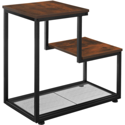 tectake Halifax 3 Tier Rustic Dark Wood Bedside Table - thumbnail 4