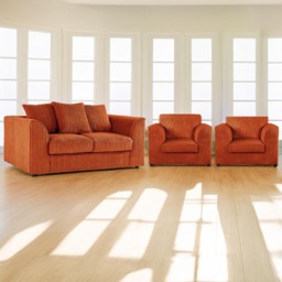 Luxor 4 Seater Orange Jumbo Cord Sofa Set with Scatter Back