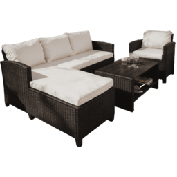 Home Source Trapani Black 5 Seater Rattan Garden Lounge Set - thumbnail 2