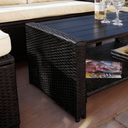 Home Source Trapani Black 5 Seater Rattan Garden Lounge Set - thumbnail 4