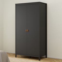 Florence Barcelona 2 Door Matt Black Wardrobe - thumbnail 1