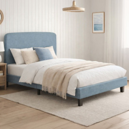 Birlea Jacob Small Double Light Blue Upholstered Bed Frame - thumbnail 1