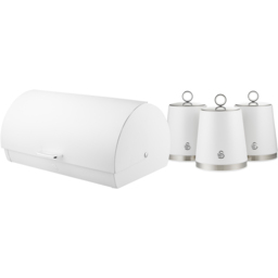 Swan Serenity EEJB278 White Bread Bin with 3 Piece Canister Set - thumbnail 1