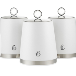 Swan Serenity EEJB278 White Bread Bin with 3 Piece Canister Set - thumbnail 3