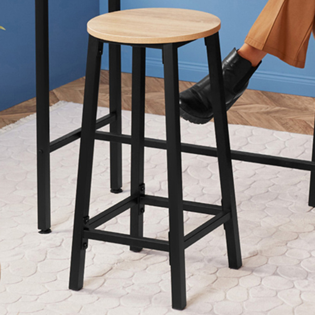 tectake Corby Set of 2 Light Wood Oak Sonoma Bar Stool - image 1