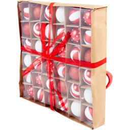 Candy Cane Lane Red and White Christmas Bauble 36 Pack - thumbnail 4