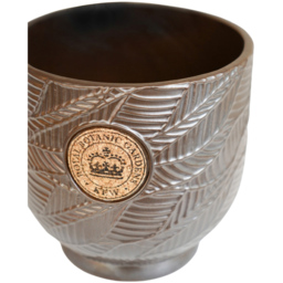 Ivyline Kew Charcoal Leaf Embossed Cork Reactive Glaze Indoor Planter 18cm - thumbnail 3