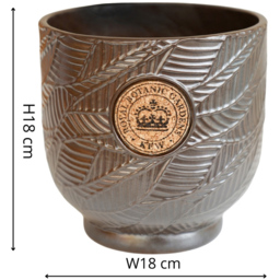 Ivyline Kew Charcoal Leaf Embossed Cork Reactive Glaze Indoor Planter 18cm - thumbnail 4