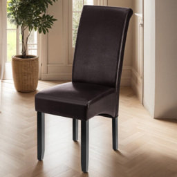 tectake Brown Faux Leather High Backrest Dining Chair Set of 4