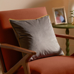 Furn Meridian Velvet Charcoal and Moss Cushion 45 x 45cm - thumbnail 2