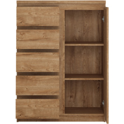 Florence Fribo Single Door 5 Drawer Golden Ribbeck Oak Wardrobe - thumbnail 3
