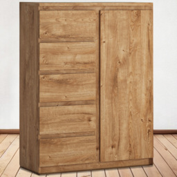 Florence Fribo Single Door 5 Drawer Golden Ribbeck Oak Wardrobe - thumbnail 1