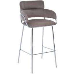 Premier Housewares Tamzin Mink Velvet Bar Chair - thumbnail 2