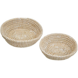Premier Housewares White Detail Oval Straw Basket 2 Pack