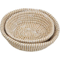 Premier Housewares White Detail Oval Straw Basket 2 Pack - thumbnail 3