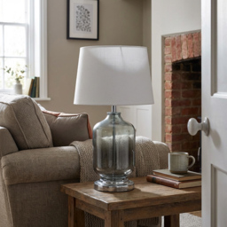 Cecilio Smoked Glass Grey Table Lamp - thumbnail 4