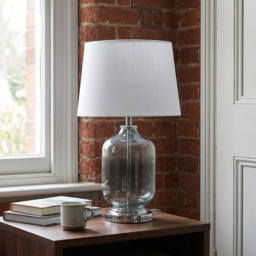 Cecilio Smoked Glass Grey Table Lamp - thumbnail 2