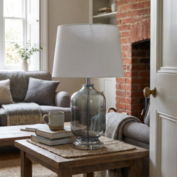 Cecilio Smoked Glass Grey Table Lamp - thumbnail 3