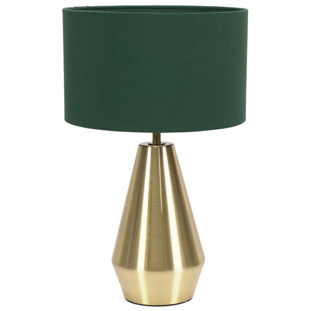 ValueLights Jax Green Shade Antique Brass Touch LED Table Lamp - image 1