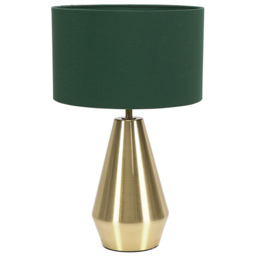 ValueLights Jax Green Shade Antique Brass Touch LED Table Lamp