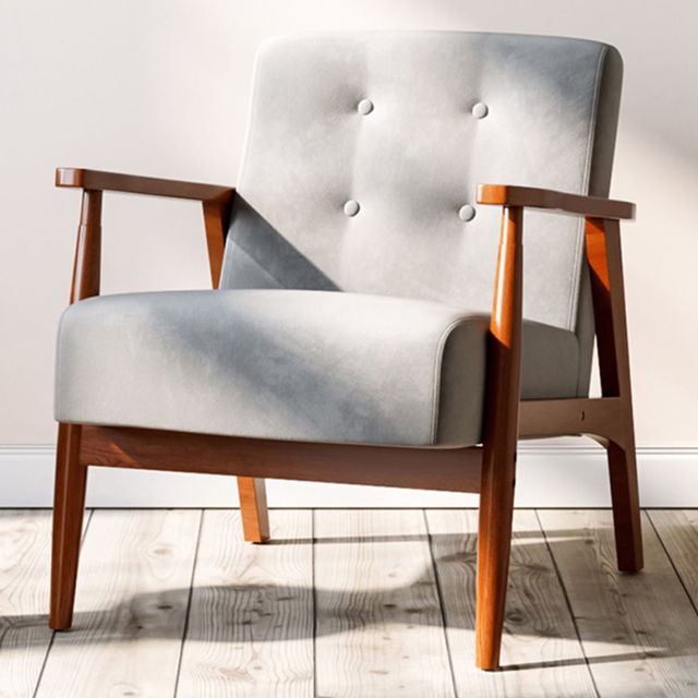Living and Home Tufted Light Grey Armchair - image 1