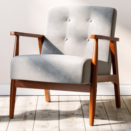 Living and Home Tufted Light Grey Armchair
