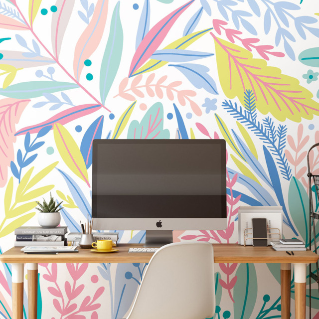 Origin Murals Patterned Leaves Pastel Wall Mural - image 1