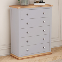 Cabinet Bits Biccari 5 Drawer Chest of Drawers with Chrome Knob