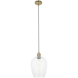 Merano Livorno Clear Glass Antique Brass Pendant Ceiling Lamp